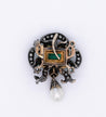 Antique Victorian Colombian Emerald, Pearl, & Old Mine Diamond Pendant Circa 1880