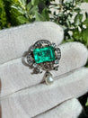 Antique Victorian Colombian Emerald, Pearl, & Old Mine Diamond Pendant Circa 1880