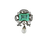 Antique Victorian Colombian Emerald, Pearl, & Old Mine Diamond Pendant Circa 1880