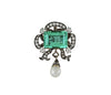 Antique Victorian Colombian Emerald, Pearl, & Old Mine Diamond Pendant Circa 1880