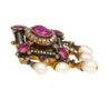 Antique Victorian No-Heat Ruby, Pearl, & Diamond Gold/Silver Brooch