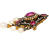 Antique Victorian No-Heat Ruby, Pearl, & Diamond Gold/Silver Brooch