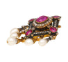 Antique Victorian No-Heat Ruby, Pearl, & Diamond Gold/Silver Brooch