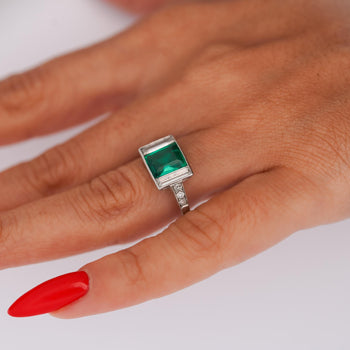Art Deco 1.58 Carat No Oil Colombian Emerald & Diamond 3 Stone Platinum Ring – Assay Jewelers