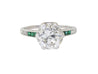 Art Deco 2.5 Carat Old Euro Cut Diamond & Emerald Engagement Ring in Platinum