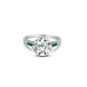 Art Deco 2.5 Carat Old Euro Cut Diamond & Emerald Engagement Ring in Platinum-Engagement Ring-ASSAY