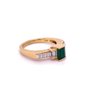 Art Deco Design Colombian Emerald Engagement Ring in 18k Gold – Assay Jewelers
