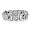 Art Deco Old-European Cut Diamond, Emerald and Onyx Platinum Bracelet