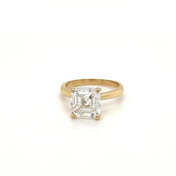Bague solitaire en or 14 k avec diamant de laboratoire taille Asscher de 4,01 carats As Grown – Assay Jewelers