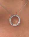 Baguette Cut Circle Diamond Pendant in 14k white gold