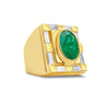 Bezel Set 4-5 Carat Oval Cut Emerald & Baguette Diamond Mens Ring