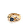 Bezel Set Blue Sapphire and Diamond Ring in 18k Yellow Gold-Assay Jewelers-ASSAY