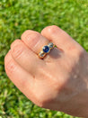 Bezel Set Blue Sapphire and Diamond Ring in 18k Yellow Gold-Assay Jewelers-ASSAY