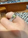 Bezel Set Chrysoberyl Cat's Eye and Diamond Three Stone Ring in 18K White Gold