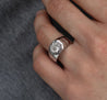 Bezel Set Solitaire 3 Carat Octagon CVD Lab Grown Diamond Mens Ring In Platinum