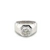 Bezel Set Solitaire 3 Carat Octagon CVD Lab Grown Diamond Mens Ring In Platinum-Rings-ASSAY