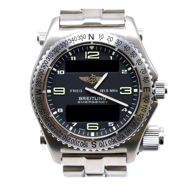 Breitling Emergency E56321 Titanium Black Dial Quartz Transmitter Watch Full Set