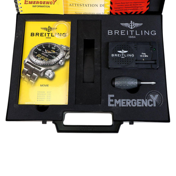 Breitling Emergency E56321 Titanium Black Dial Quartz Transmitter Watch Full Set