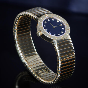 Bvlgari Tubogas BB23 18K Yellow Gold Diamond Dial 26mm Ladies Watch Full Set – Assay Jewelers