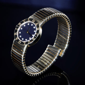 Bvlgari Tubogas BB23 18K Yellow Gold Diamond Dial 26mm Ladies Watch Full Set – Assay Jewelers