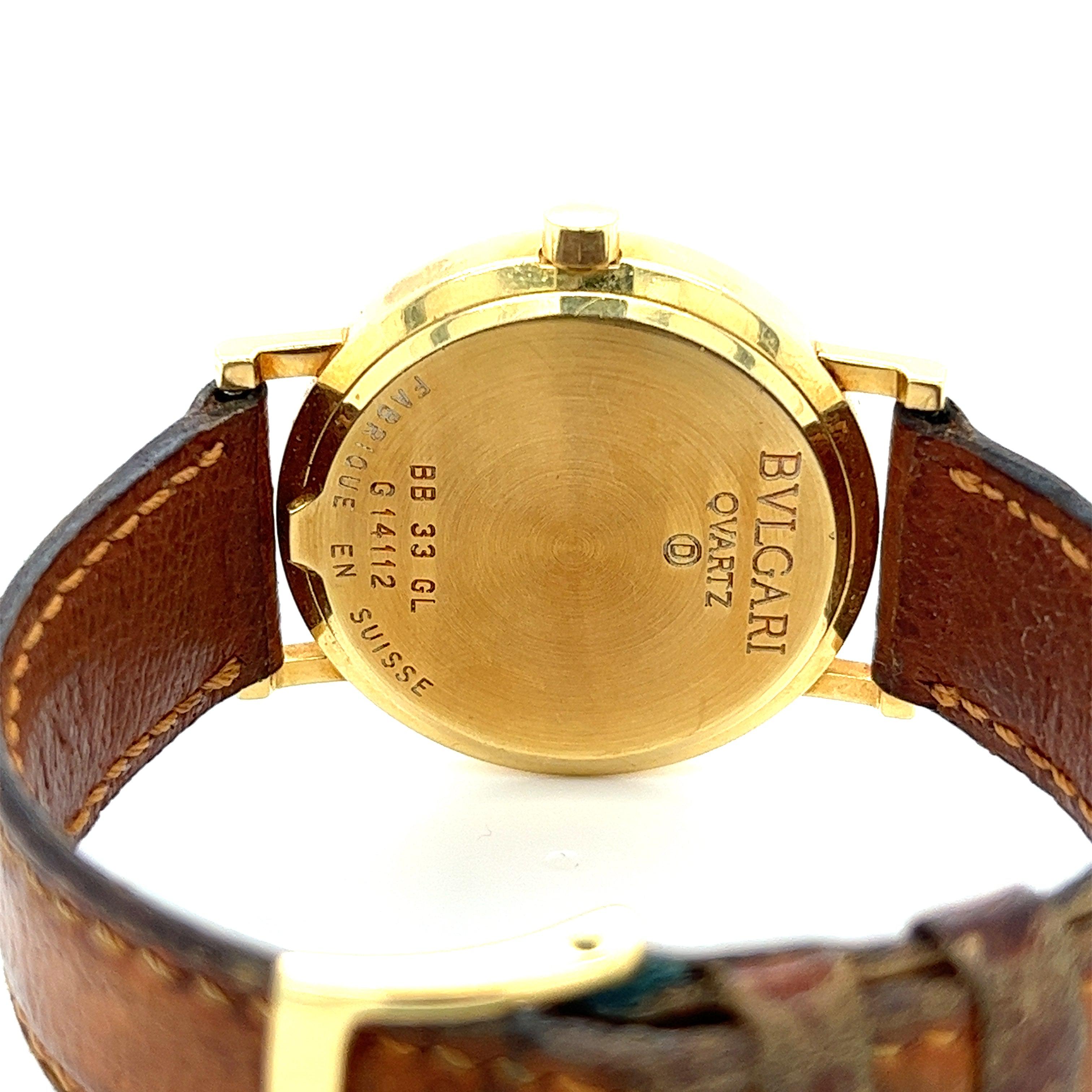 Bvlgari Vintage Mens Watch Ref. BB30 GI in 18K Yellow Gold & Leather Strap-Watches-ASSAY