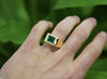 Carat Emerald-Cut Emerald Men&#39;s Ring in 18K Gold