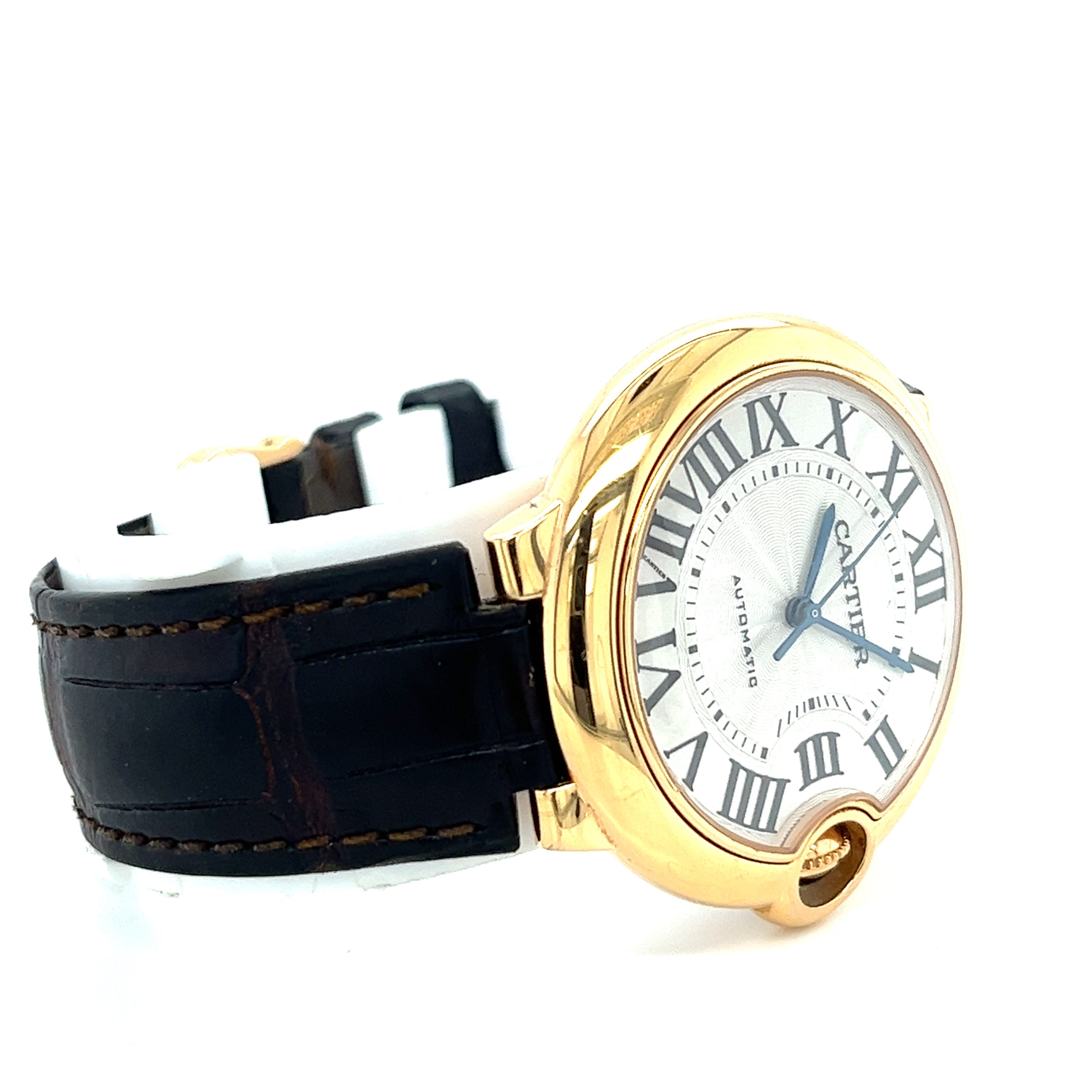 Cartier Ballon Bleu 36mm Automatic Watch Ref. 3003 in 18K Gold With Leather Strap | Full Set With Box & Papers-Watches-ASSAY