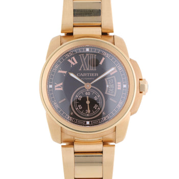 Cartier Calibre de Cartier W7100040 Chocolate Dial 18K Rose Gold Watch Full Set – Assay Jewelers