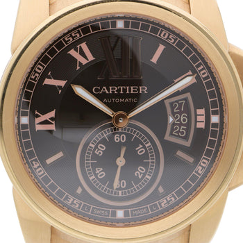 Cartier Calibre de Cartier W7100040 Chocolate Dial 18K Rose Gold Watch Full Set – Assay Jewelers