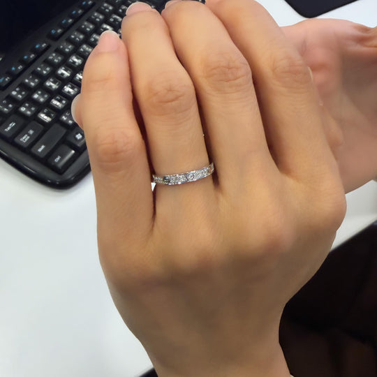 Cartier Love 18K White Gold Full Diamond Pavé Screw Motif Wedding Band Ring