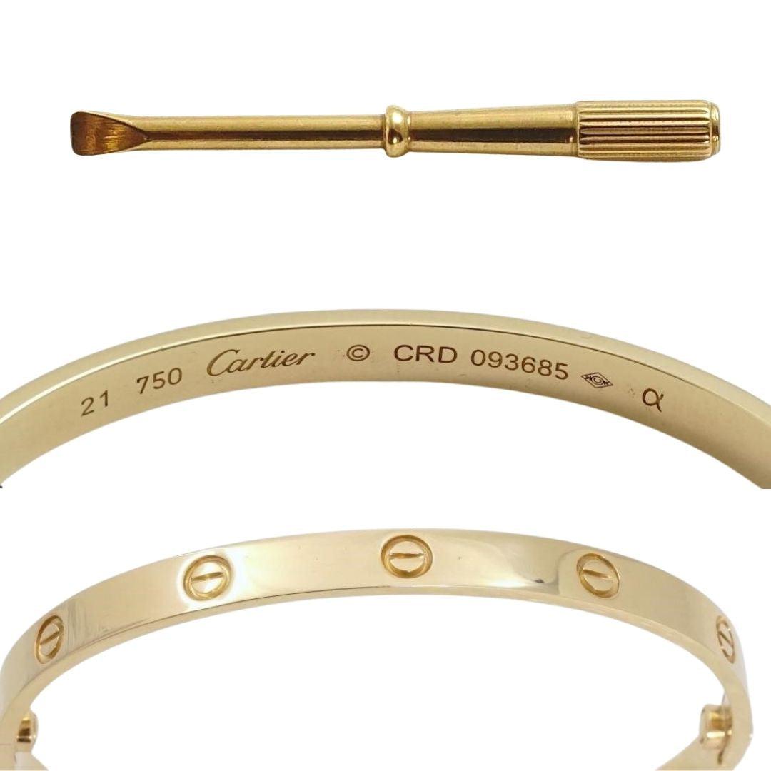 Authentic Cartier 18k Yellow Gold Love Bracelet Size 15