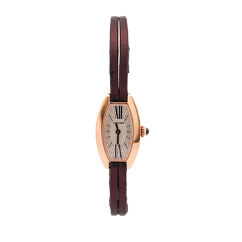 Cartier Mini Tonneau Lanieres 2592 18K Rose Gold Burgundy Strap Quartz Watch – Assay Jewelers