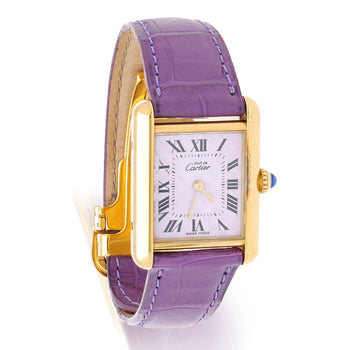 Cartier Must de Cartier Tank 2415 Japan Limited Purple Checkerboard Dial Vermeil – Assay Jewelers