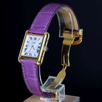 Cartier Must de Cartier Tank 2415 Japan Limited Purple Checkerboard Dial Vermeil – Assay Jewelers