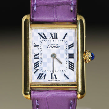Cartier Must de Cartier Tank 2415 Japan Limited Purple Checkerboard Dial Watch – Assay Jewelers
