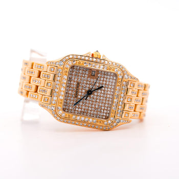 Cartier Panthere Full Factory Diamond 27mm 18K Gold Watch Ref 008133 – Assay Jewelers