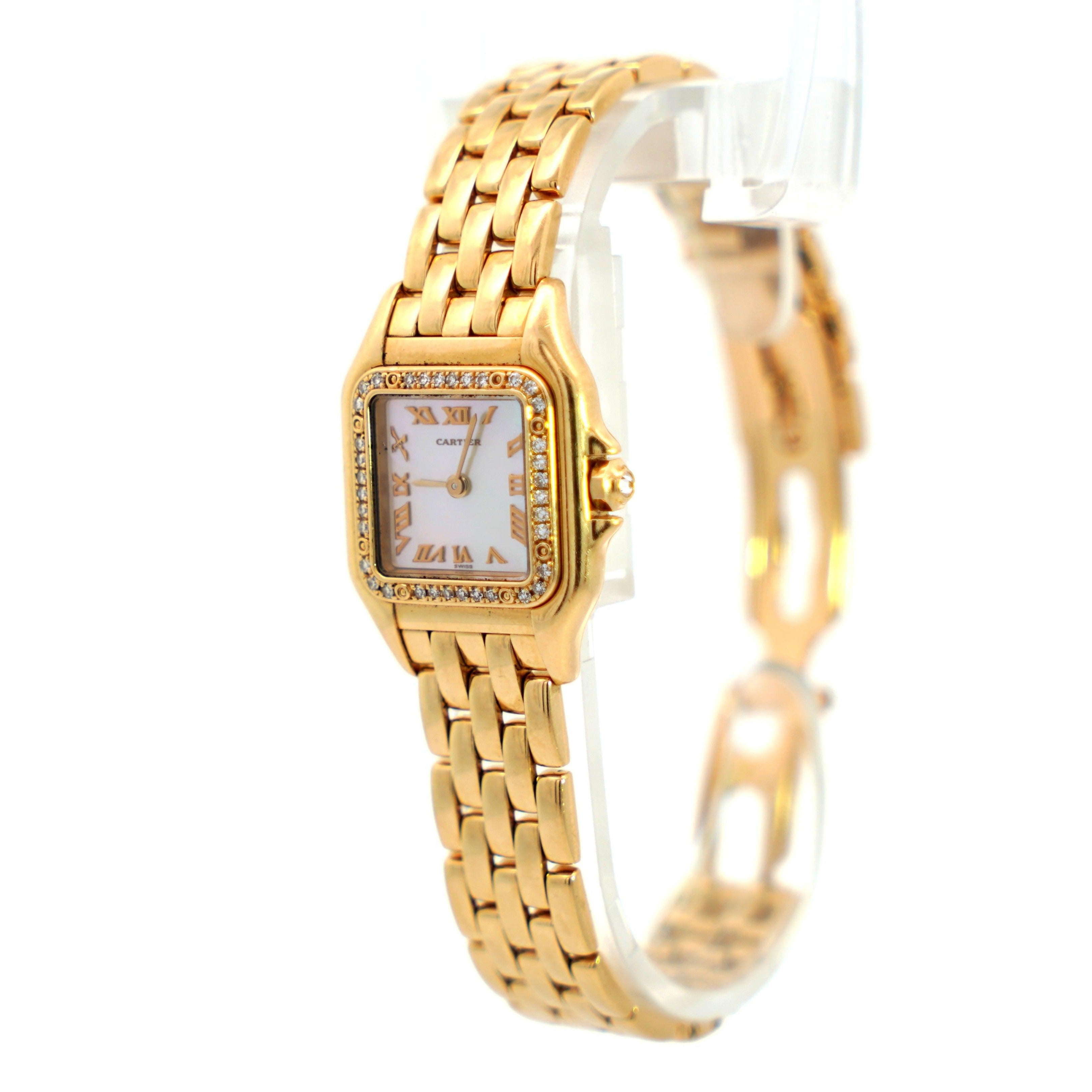 Cartier Panthere MOP 22mm Ref. 1280 2 Factory Diamond Bezel Watch in 18K Yellow Gold-Watches-ASSAY