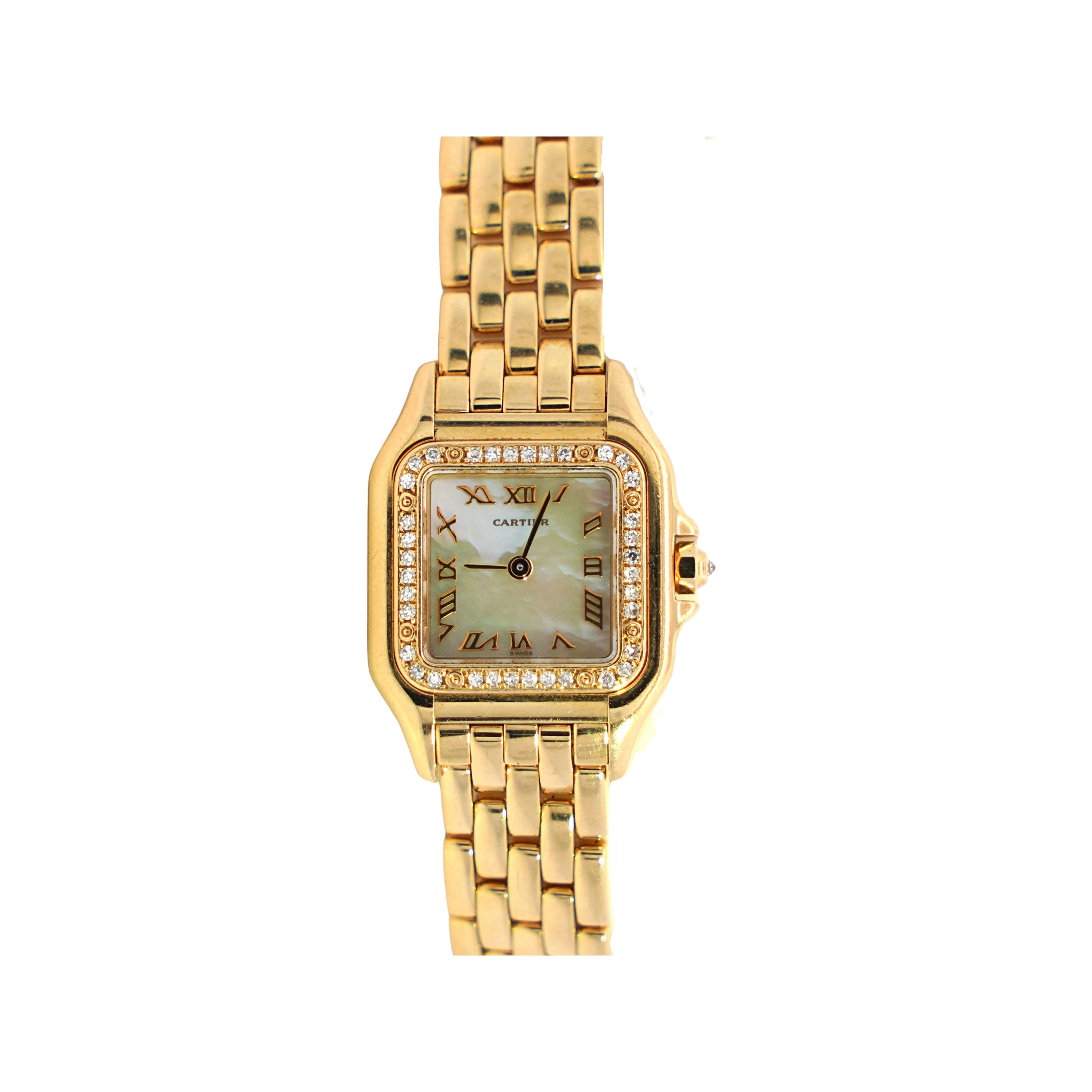 Cartier Panthere MOP 22mm Ref. 1280 2 Factory Diamond Bezel Watch in 18K Yellow Gold-Watches-ASSAY