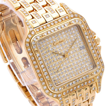 Cartier Panthere Ref 8839 Jumbo 27mm Full Pave Diamond 18K Yellow Gold Watch Set – Assay Jewelers