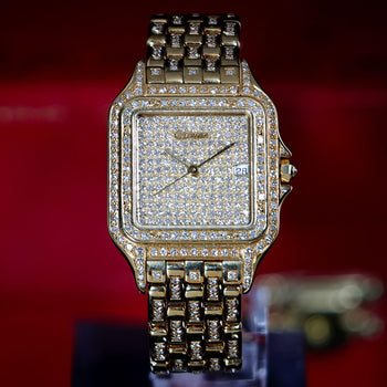 Cartier Panthere Ref 8839 Jumbo 27mm Full Pave Diamond 18K Yellow Gold Watch Set – Assay Jewelers