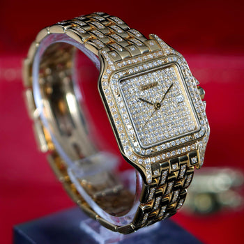 Cartier Panthere Ref 8839 Jumbo 27mm Full Pave Diamond 18K Yellow Gold Watch Set – Assay Jewelers