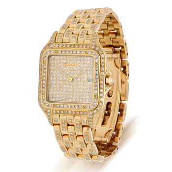 Cartier Panthere Ref 8839 Jumbo 27mm Full Pave Diamond 18K Yellow Gold Watch Set – Assay Jewelers