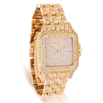 Cartier Panthere Ref 8839 Jumbo 27mm Full Pave Diamond 18K Yellow Gold Watch Set – Assay Jewelers
