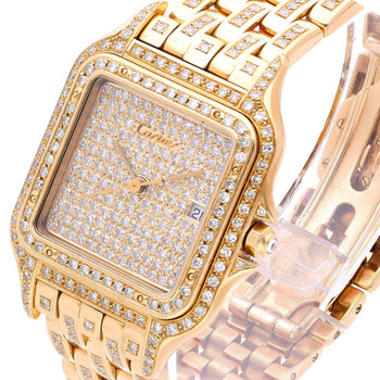 Cartier Panthere Ref 8839 Jumbo 27mm Full Pave Diamond 18K Yellow Gold Watch Set – Assay Jewelers