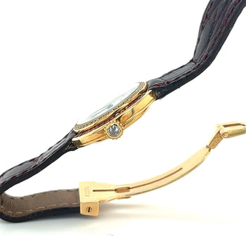 Cartier Paris 18K Gold and Leather 28MM Manual Wind Baguette Ruby and Diamond Watch – Assay Jewelers