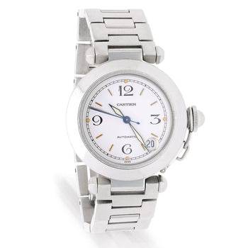 Cartier Pasha C W31015M7 35mm White Dial Steel Automatic Watch Full Set – Assay Jewelers