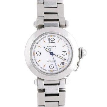 Cartier Pasha C W31015M7 35mm White Dial Steel Automatic Watch Full Set – Assay Jewelers