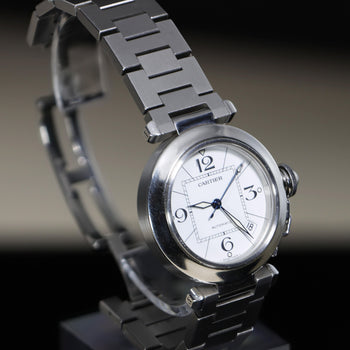 Cartier Pasha C W31074M7 35mm Steel White Arabic Dial Automatic Full Set Watch – Assay Jewelers