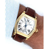 Cartier Roadster Ref. 2524 Men's Tonneau Large Size 18K Gold Watch in Leather with Box and Papers-Watches-ASSAY