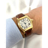 Cartier Roadster Ref. 2524 Men's Tonneau Large Size 18K Gold Watch in Leather with Box and Papers-Watches-ASSAY